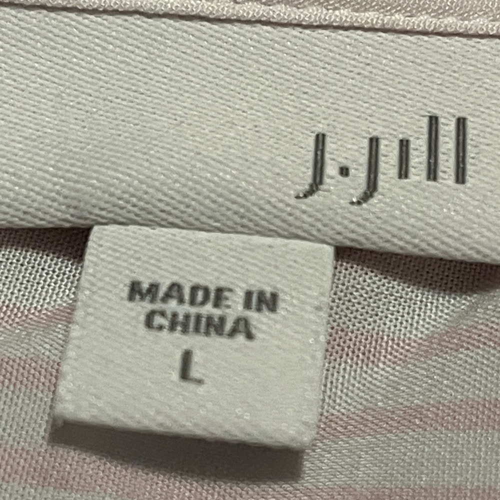 J. JILL Blouse Size Large Button Down Long Sleeve Pink White Stripe Women’s Top - Picture 2 of 10